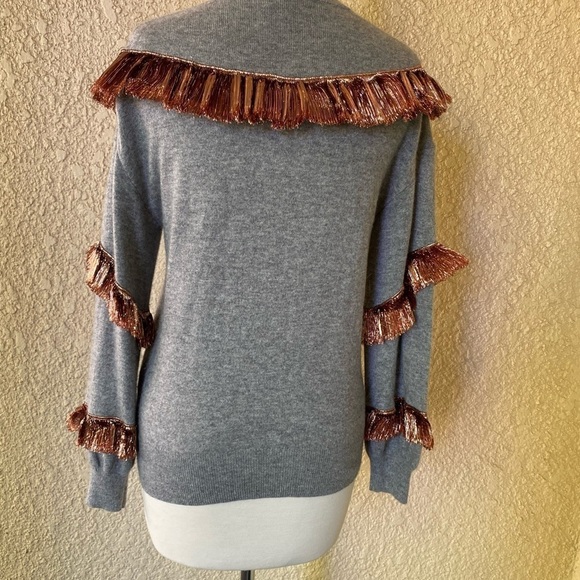 J.Crew Cashmere Sweater Lamé‎ Fringe Heather Gray XS - Picture 14 of 16